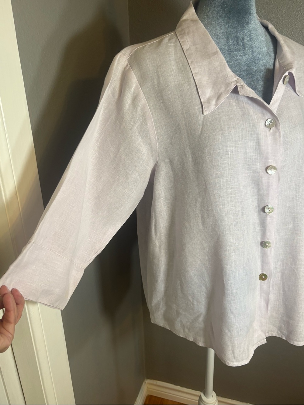 Habitat Clothes to Live on Light Pink Linen Button Front Shirt Size L - Picture 9 of 13